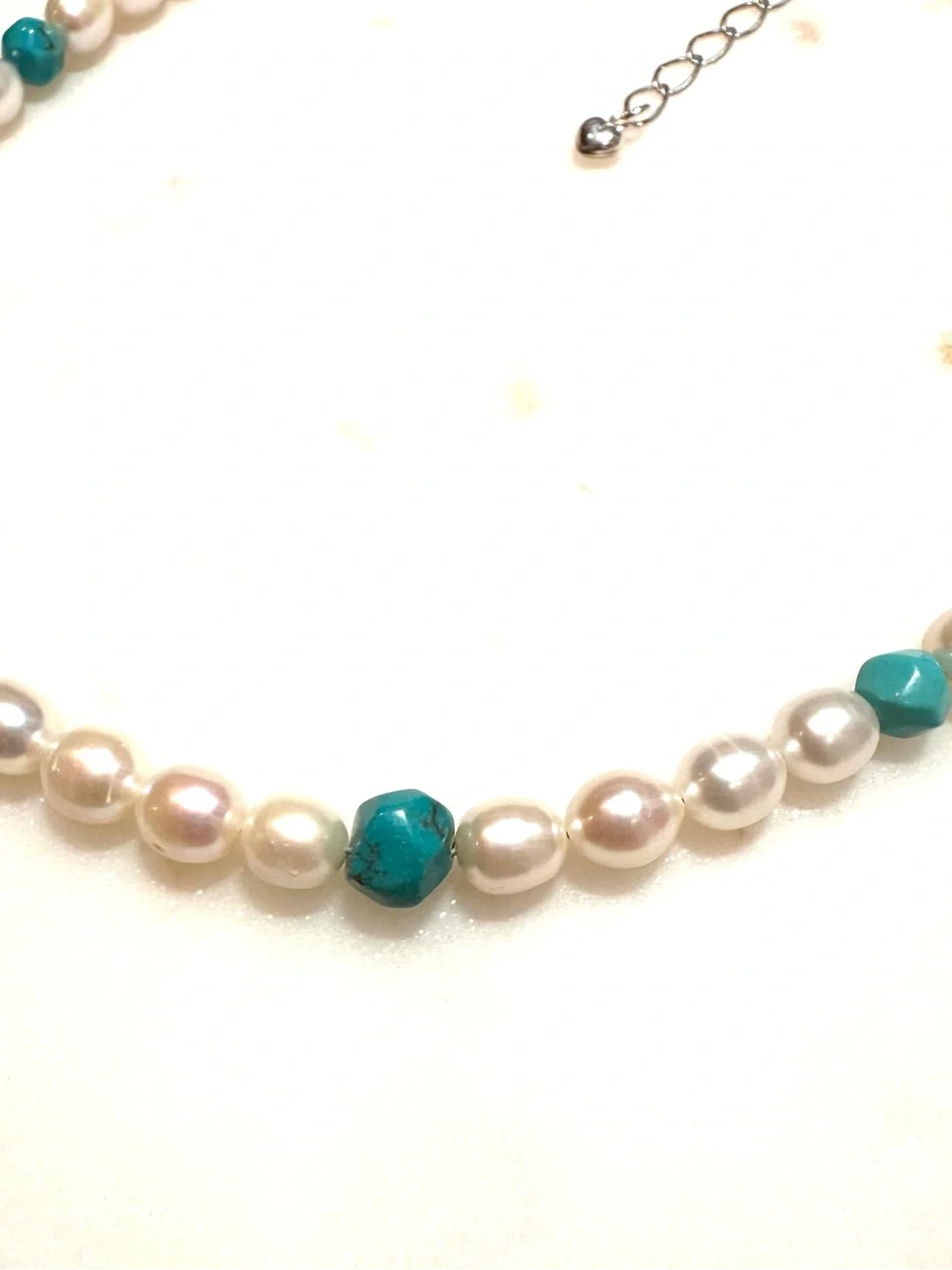 Jay King Off White Baroque Freshwater Pearl with Turquoise Beads Sterling Silver